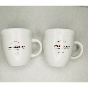 Starbucks Coffee Company‎ Seattle WA White Demitasse Espresso Mugs Set of 2 3oz